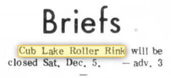 Cub Lake Roller Rink - Dec 3 1970